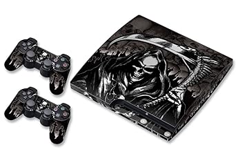 247 Skins Graphics kit Sticker Decal Compatible with PS3 PlayStation 3 SLIM and Dualshock Controllers - Reaper - Black
