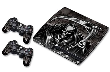 247 Skins Graphics kit Sticker Decal Compatible with PS3 PlayStation 3 SLIM and Dualshock Controllers - Reaper - Black