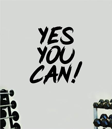 Yes You Can Wall Decal Home Decor Art Vinyl Sticker Quote Bedroom Teen Inspirational Gym Fitness Lift Health Weights Train Cardio Beast Strong