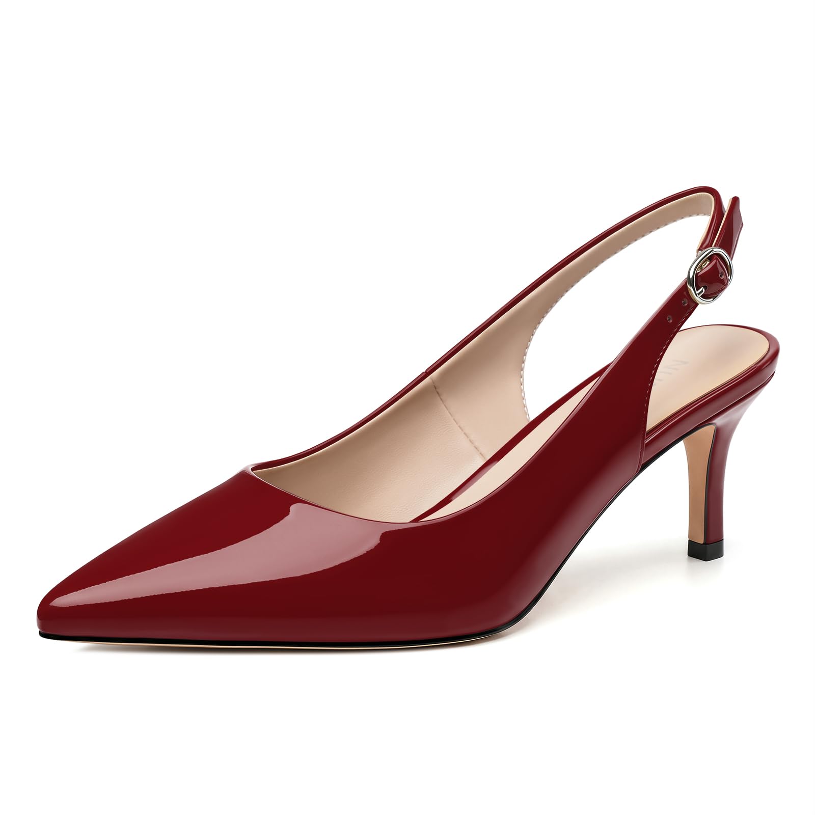 NUMALEO Kitten Heels for Women Pointed Toe Slingback Pumps | 2.5 Inch Close Toe Comfortable Pumps Wedding Party Casual Work Dress Shoes