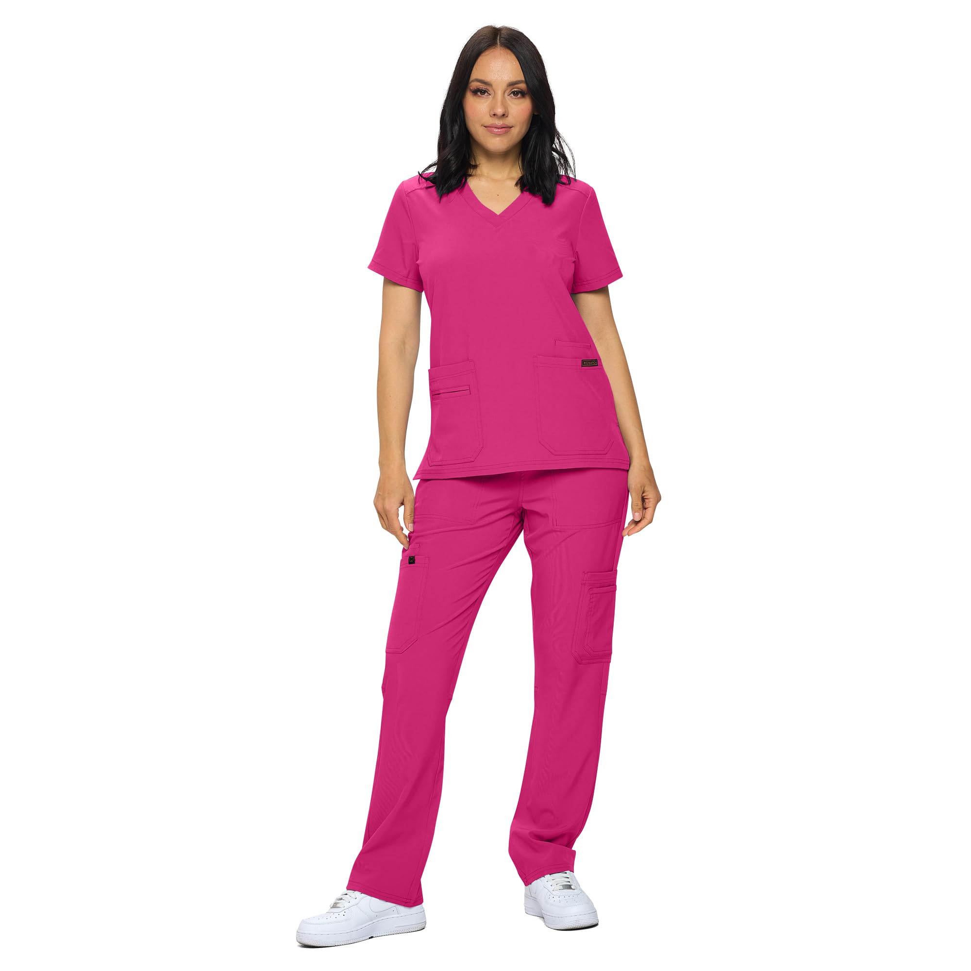 Monarch Uniforms Scrub Sets - Regular & Petite Stretchy Scrubs for Women - Set of Top & Pants
