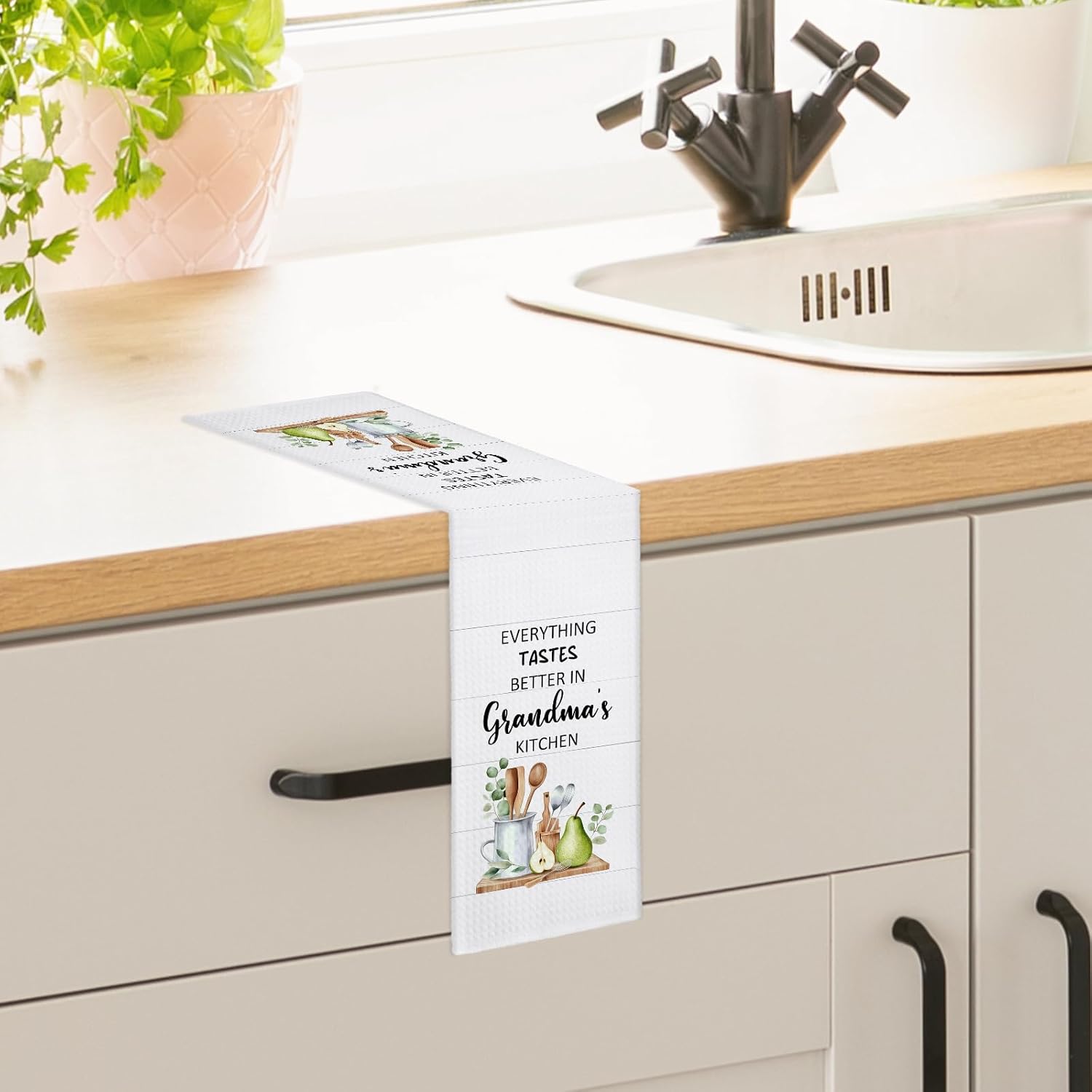 Grandma Gifts Kitchen Towels, Great Grandma Gifts Dish Hand Tea Towels, Mothers Day Grandmas Gifts from Grandkids Granddaughter Decorative Towel for Bathroom Kitchen,16x24 - Image 5