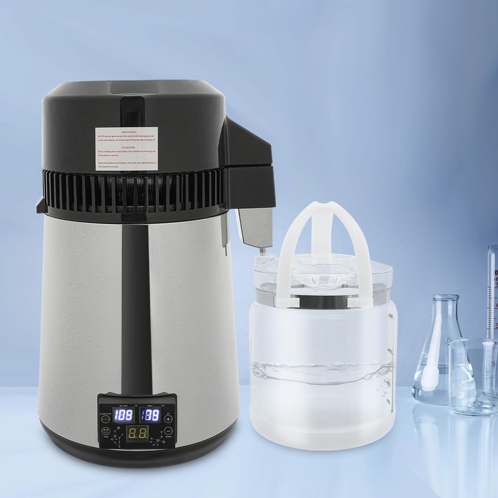800-W-Destilliergerät, 4-Liter-Destillierwassergerät, Multifunktionales Wasseraufbereitungsgerät zur Herstellung von Destilliertem Wasser und ätherischen Ölextrakten
