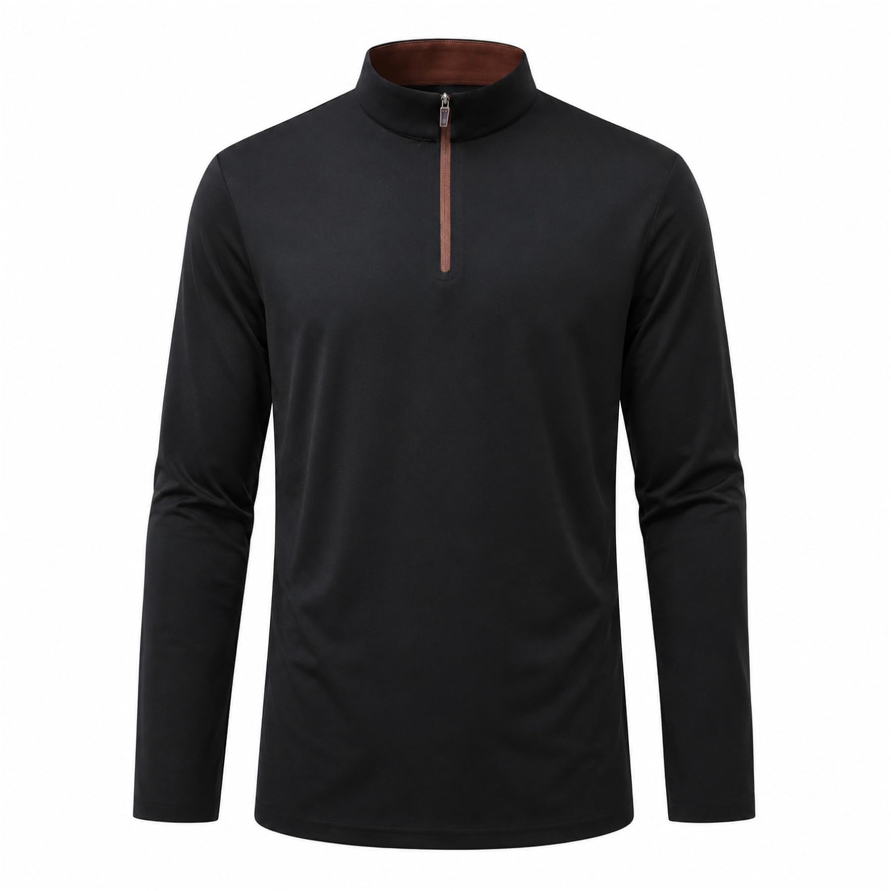 Allthemen Herren Poloshirt Langarm Stretch Polo T-Shirt mit Reißverschluss Polohemd mit Stehkragen Golf Polo Slim Fit Business