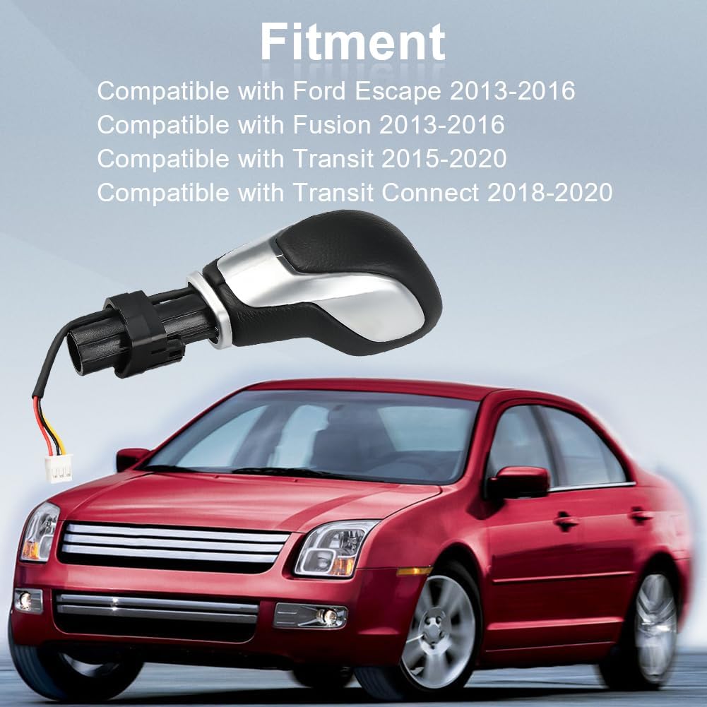 JDMON Automatic Gear Shift Knob Handle with Button Compatible with Ford Escape Fusion 2013 2014 2015 2016 Transit 2015-2020 Gear Shifter Lever Selector Replace DG9Z-7213-EA (Matte)