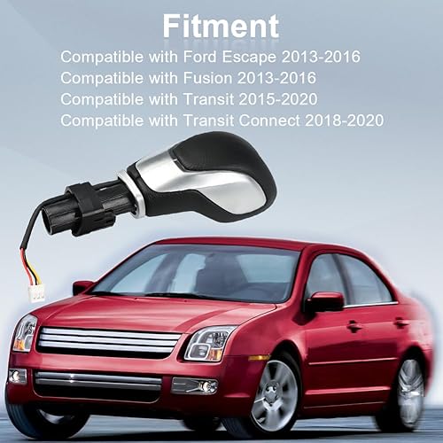 Miniatura 6 de JDMON Pomo de palanca de cambios automática con botón compatible con Ford Escape Fusion 2013 2014 2015 2016 Transit 2015-2020 Selector de palanca de