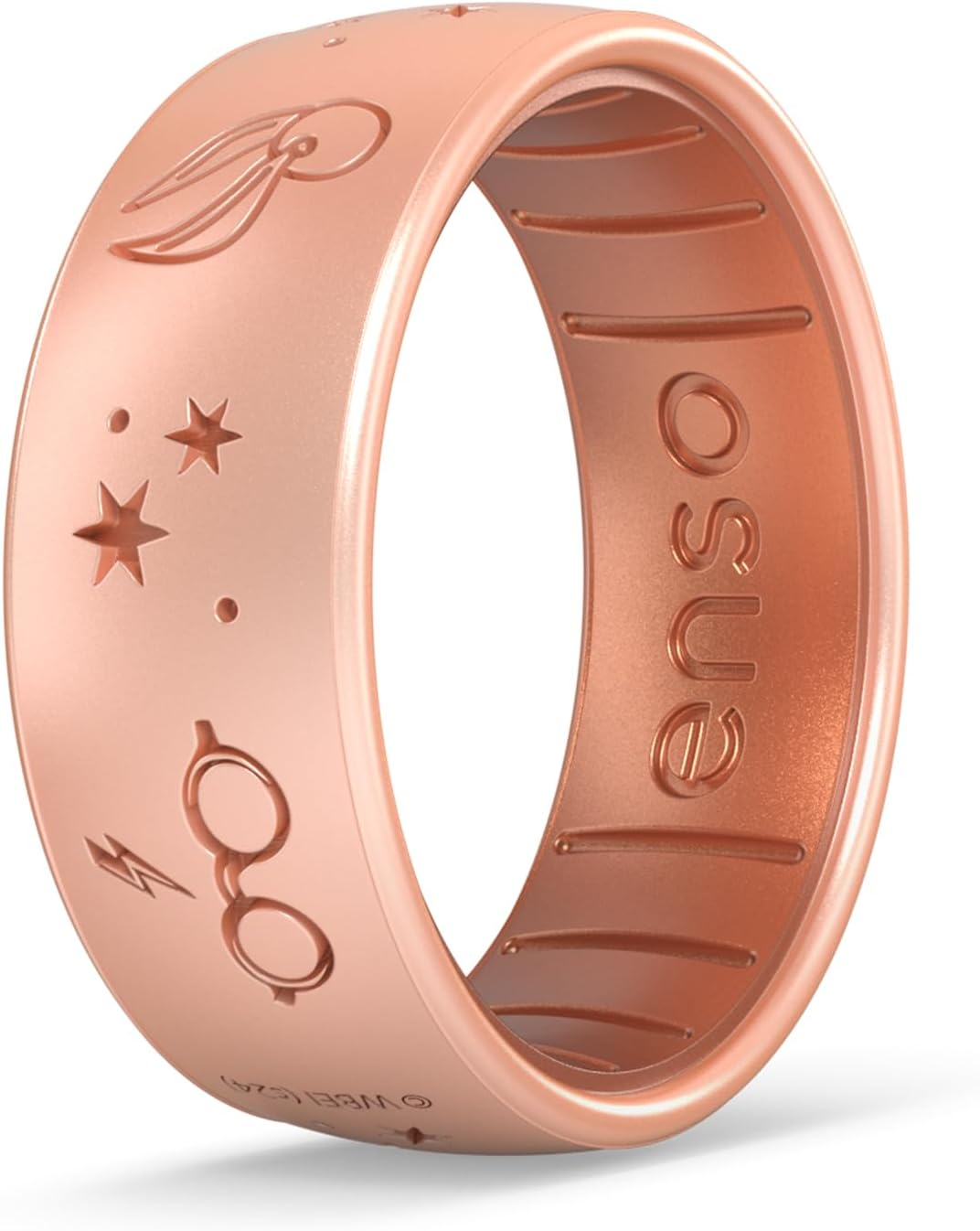 Enso Rings Wizarding World of Harry Potter Collection Dualtone Silicone Ring - Comfortable and Flexible Design - 7.99mm Wide, 2.18mm Thick - Harry Potter Glasses - Rose Gold/Copper - Size 9