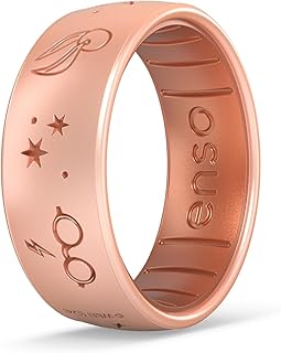 Wizarding World of Harry Potter Collection Dualtone Silicone Ring - Comfortable and Flexible Design - 7.99mm Wide, 2.18mm Thick - Harry Potter Glasses - Rose Gold/Copper - Size 8