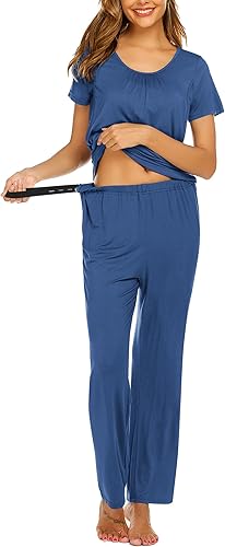 Miniatura 4 de Ekouaer Pijamas de maternidad para mujer, pijamas de lactancia para lactancia materna, conjuntos de descanso posparto, ropa de dormir con capa de