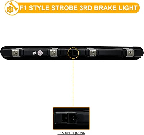 Miniatura 5 de R&F Auto Luces de freno LED estroboscópicas estilo F1 de lente ahumada compatibles con Gen6 Camaro 2016-2023 (ZL11LE) CoupeConvertible 3 luz de