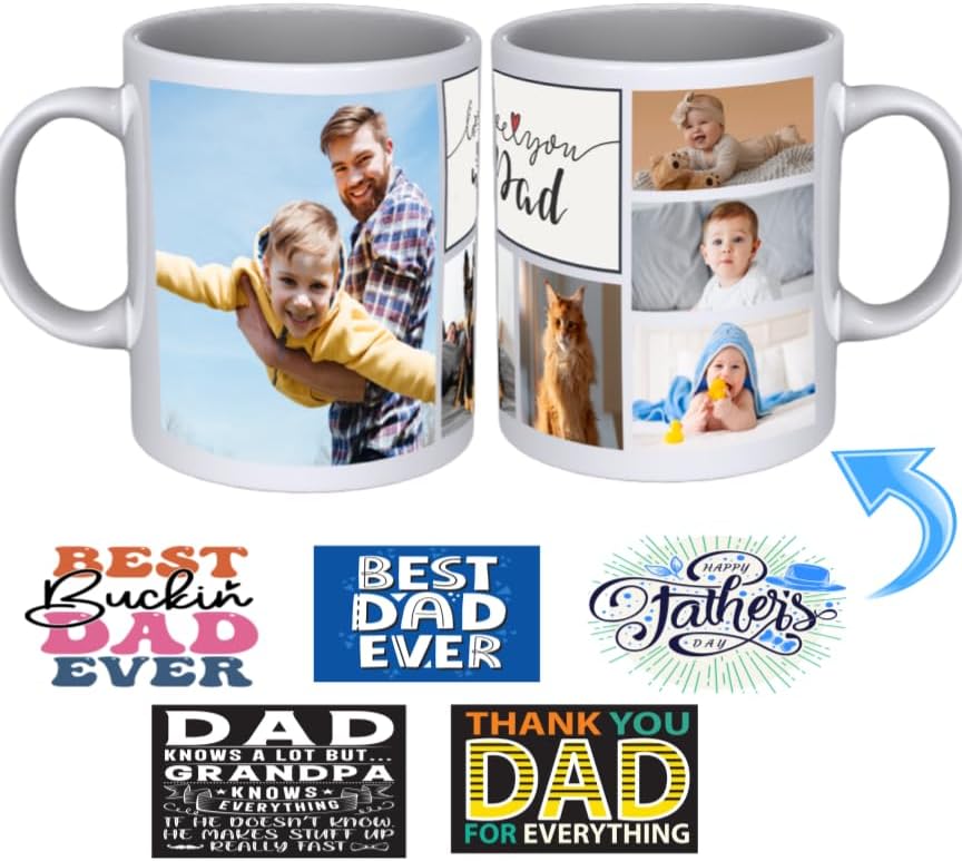 Custom Mug - Personalized Coffee Mug - Custom Cup with Pictures, Names, Text, Photos, Logos - 11, 15, and 20 oz with Color Options (DAD Wish (6 Images)) - Image 3