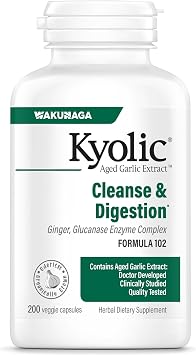 Kyolic Aged Garlic Extract Cleanse & Digestion* Formula 102, 200 Capsules