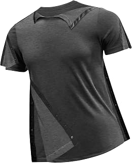 Post Shoulder Surgery Shirts Recovery Tear Away Short Sleeve Full Open Side Snap- Men's - Women's - Unisex Sizing
