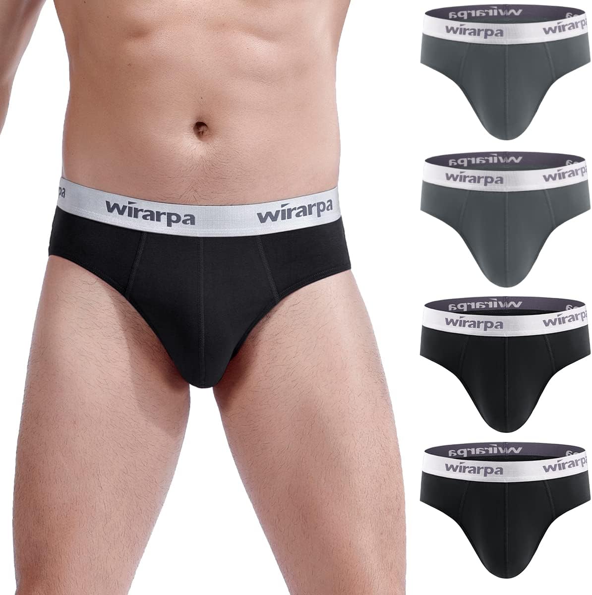Men's Cotton Stretch Underwear Support Briefs Wide Waistband Multipack