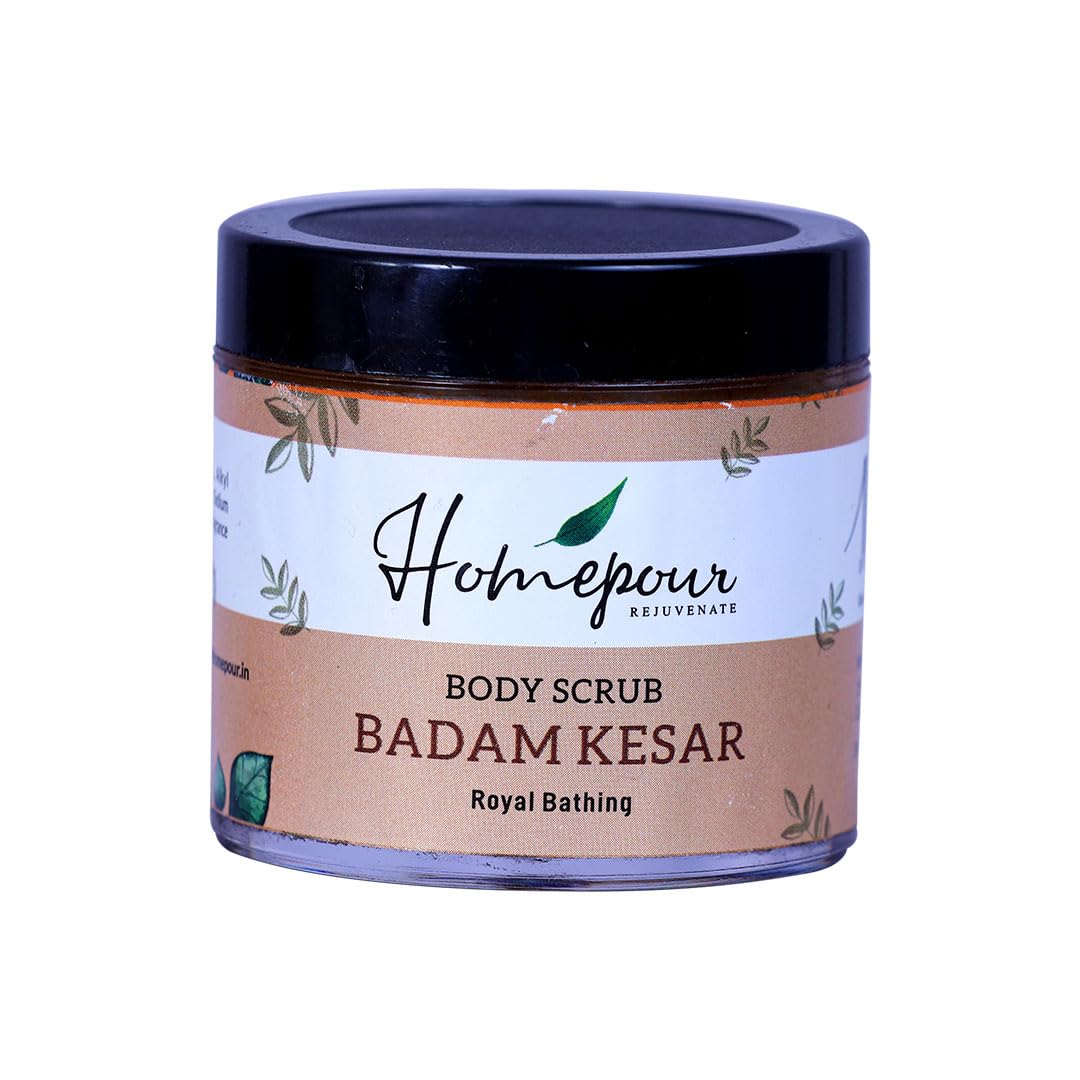 Homepour Badam Kesar Body Scrub - Royal Bathing, 100g - Handmade Body Scrub-image-32
