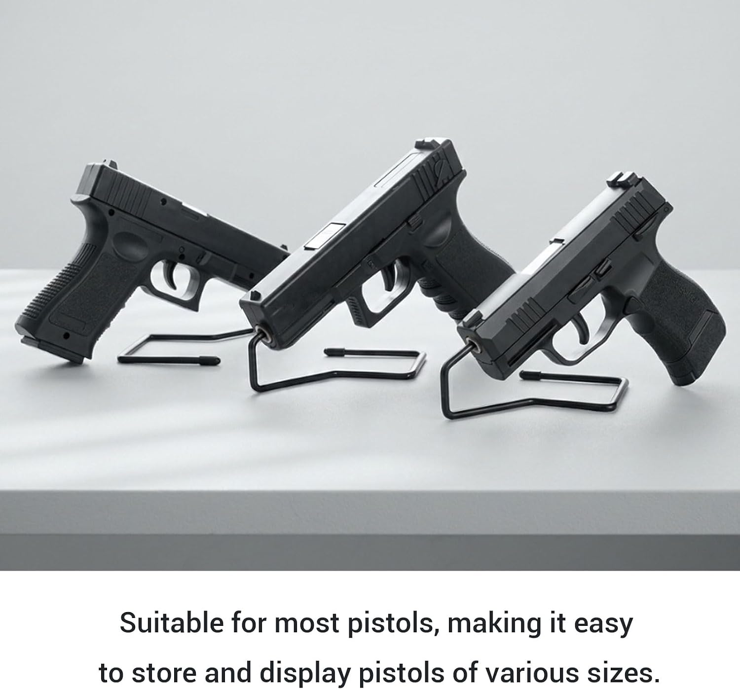 10 Pack Pistol Display Stand,Handgun Holder for Most Pistols | Non-Slip Metal Handgun Stand with Protective Coating, Space-Saving Pistols Holder for Gun Safe Cabinets , Ideal Gift for Men