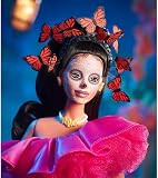 Barbie Signature Dia de Muertos 2023 da collezione, abito rosa con volant, teschi di zucchero e fiori colorati, decorazione calavera sul volto, giocattolo per bambini, 6+ anni, HJX14 - 5
