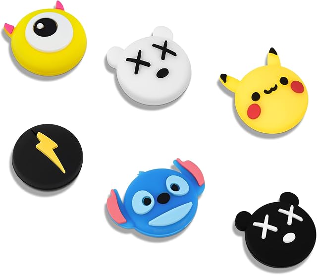 DLseego 6 PCS Switch Thumb Grip Joystick Caps, Soft Silicone Anti-slip Analog Thumbstick Cover Cpas for Switch & Switch Lite,Cartoon Theme
