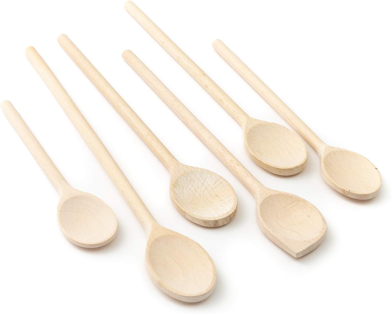 Tuuli Kitchen 6 Piece Wooden Cooking Spoons Kitchen Utensil Set (6x Cooking Spoon 18cm-35cm lenght)
