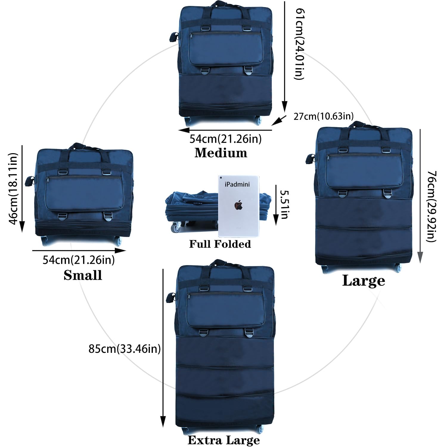 ELDA Expandable Collapsible Luggage Rolling Travel Bag Foldable Suitcases Lightweight Duffle Bags With Wheels Large Capacity Luggage For Men Women