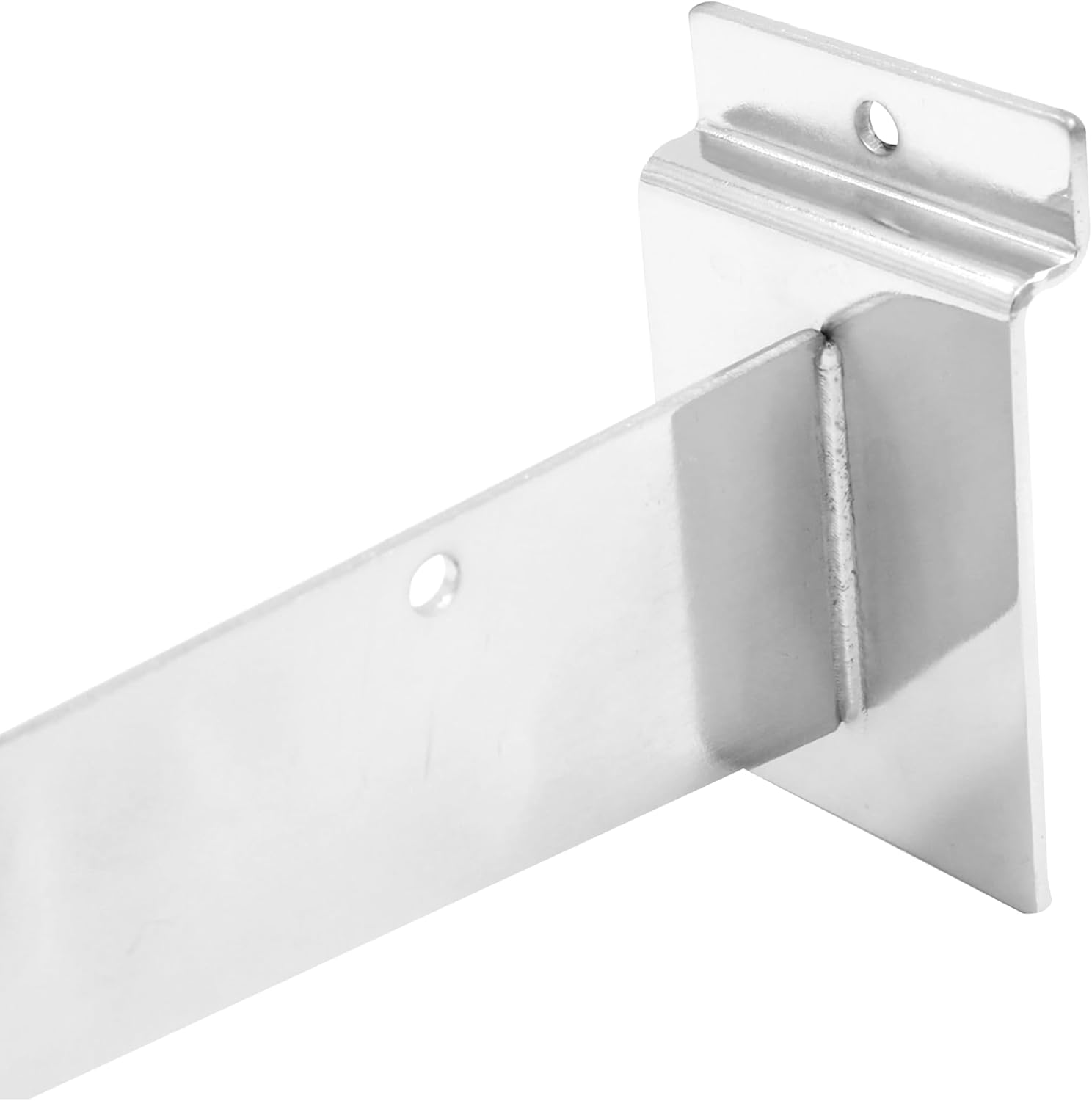 SSWBasics 10" Slatwall Shelf Bracket - Chrome - (Holds 30lbs) - Pack of 10 - Slatwall Accessories - Chrome Metal Slat Wall Shelf Brackets - Sturdy Slatwall Shelf Bracket for Retail Displays and
