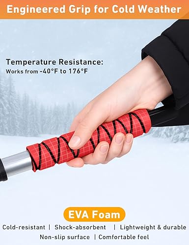 Miniatura 38 de EcoNour Cepillo de nieve desmontable de 57 pulgadas con raspador de hielo para parabrisas y ventana de automóvil, diseño 4 en 1, cerdas sin Naranja