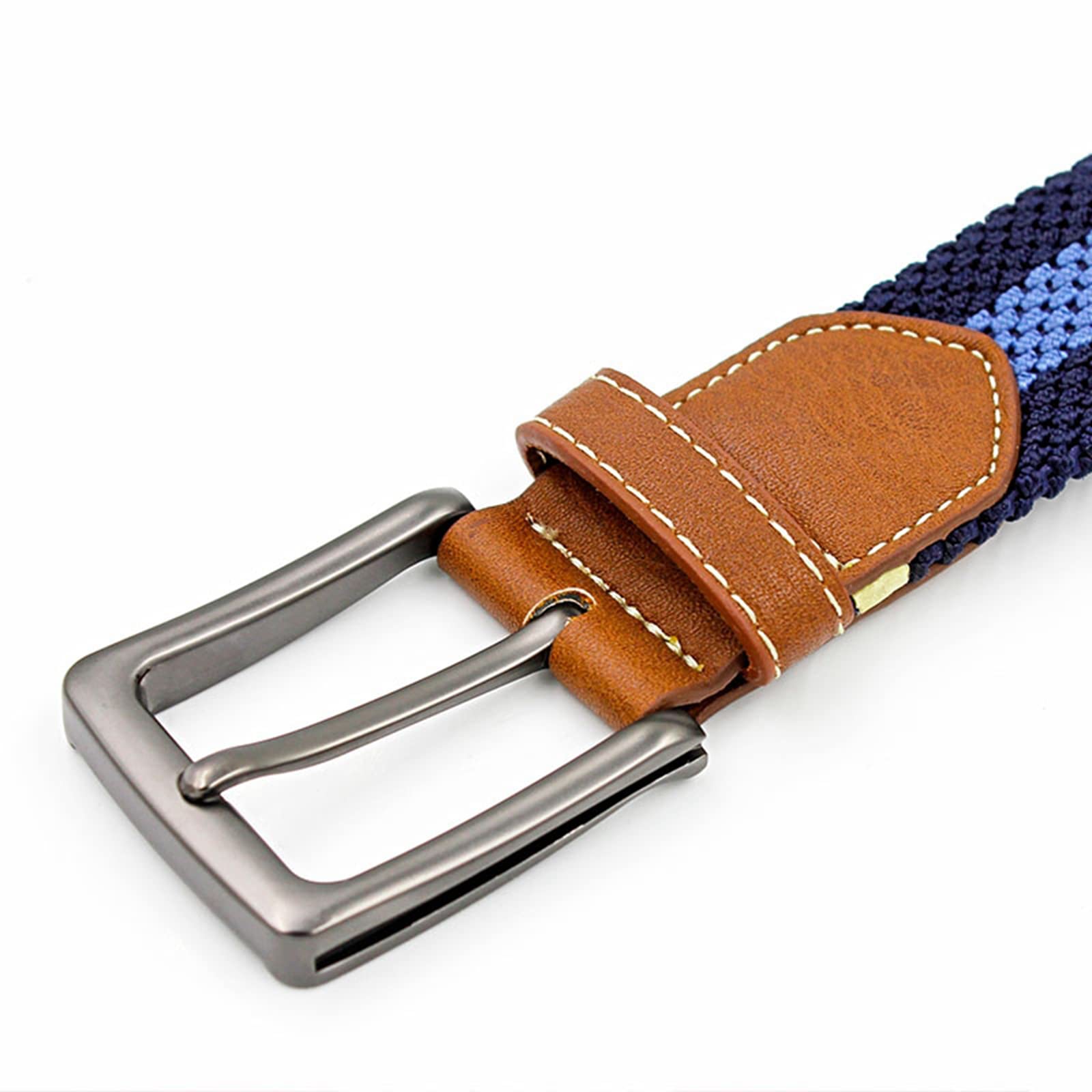 ApuaVireo&Co Cinturón elástico para hombre, sin agujeros, cinturón elástico de lona tejida en colores mixtos, 3,4 cm de ancho, cinturón vaquero