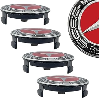CATA AUTO 4pcs Wheel Center Hub Caps for Merc, 75mm/2.95inch Wheel Center Hub Cap Hubcap Cover (Red)