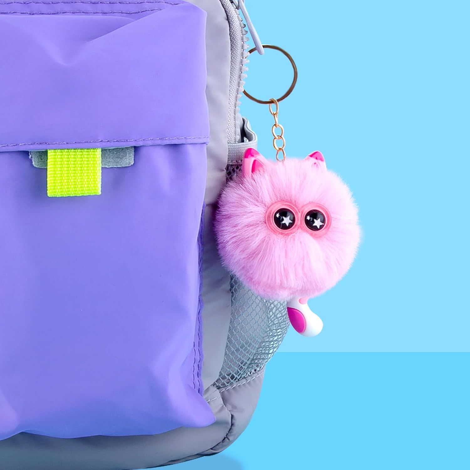 Niceup 8pcs Cute Kitten Cat Pom Pom Fuzzy Keychains Puff Ball Fluffy Charms Keyrings for Easter Egg Fillers Party Favors Goddie Bag Fillers