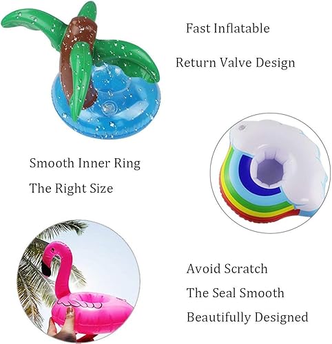 Miniatura 6 de Paquete de 12 soportes inflables para bebidas, flotadores inflables para bebidas, 12 formas diferentes para fiestas en la piscina y juguetes de baño