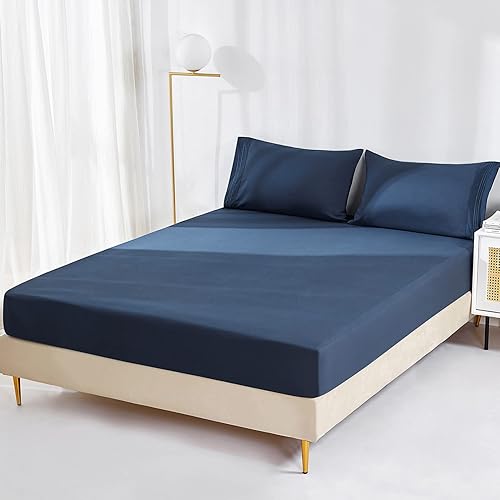Miniatura 7 de YIYEA Sábana bajera ajustable con fundas de almohada, sábana bajera de microfibra doble cepillado de alta calidad, bolsillo profundo de 16 pulgadas,