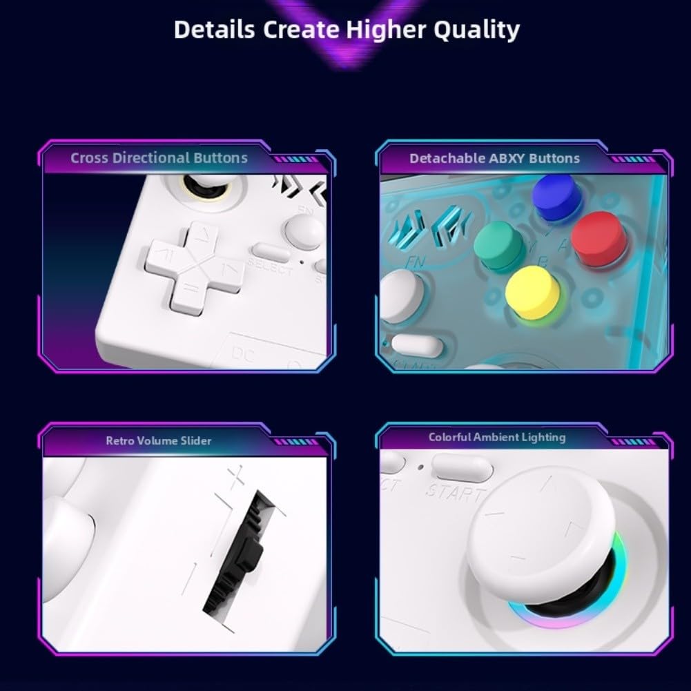 per console di gioco portatile compatta con schermo HD da 4 pollici, WiFi portatile, dispositivo di gioco portatile multiplayer, costruzione ABS, include custodia e cavo, nero