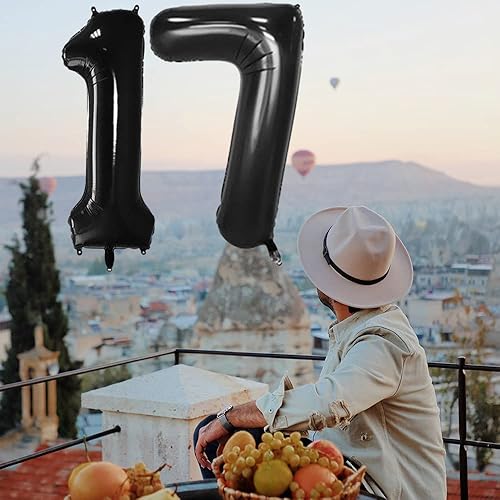 Miniatura 7 de Globos negros del número 54 de 32 pulgadas, 2 unidades, adultos, asistentes a fiestas, celebrantes, cumpleaños, bodas, despedidas de soltera,