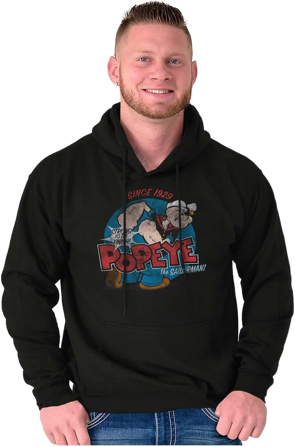 Brisco Brands Popeye Sailor Man Since 1929 Retro Hoodie Hooded Sweatshirt Men