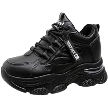 Chunky Platform Sneakers for Women,Cute Fashion Walking Dad Shoes,2 Inch Black White and Beige