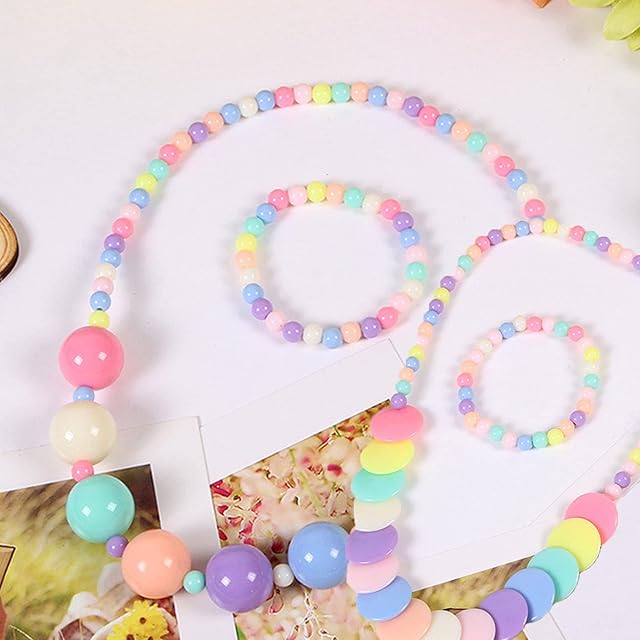 Mori Kamei Kids Unicorn Jewelry Set,Unicorn Necklace,Bracelet Set-Candy Colors Necklaces For Little Girls Toddlers Children Play Pretend Dress Up