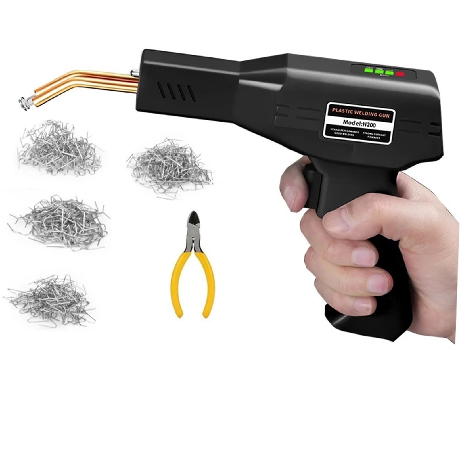 Zestaw lutowania 200W bezprzewodowa spawarka do plastiku, szybkie ładowanie na gorąco przez USB, przenośny zestaw do naprawy zderzaków samochodowych(1000Pcs-Black)