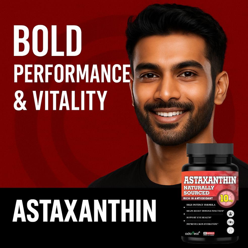 Adorreal Astaxanthin Naturally Sourced, 10mg, 60 Capsules, Rich in Antioxidant, Supports Immune Function, Eye Health, Skin Hydration 2