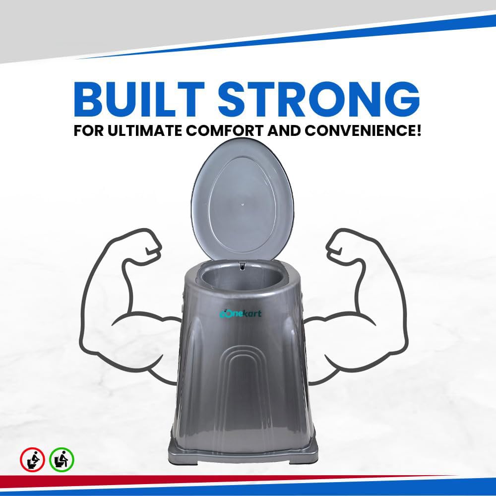 eOnekart Premium Portable Indian Commode Toilet Stool | Indian Toilet to Western Converter | Toilet Stool for Patients, Elderly | Portable Toilet Seat for Adults, Kids & Handicap People | Grey 3