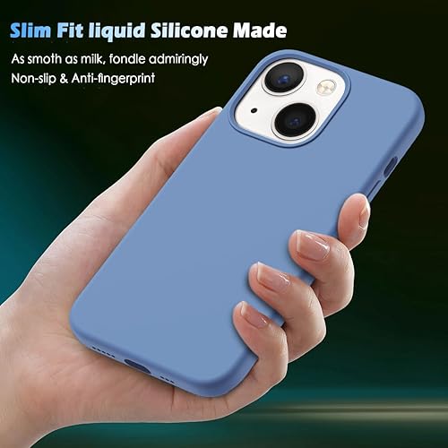 Miniatura 9 de YATWIN Funda 5 en 1 diseñada para iPhone 13 con 2 protectores de pantalla + 2 protectores de lente de cámara, silicona líquida, delgada, de goma