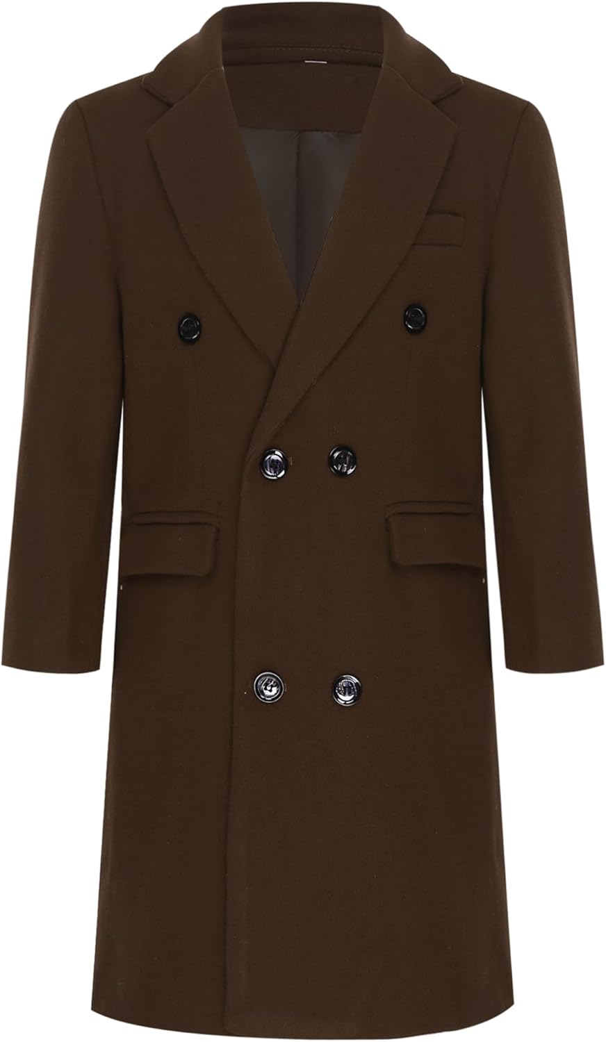 renvena Boys Double Breasted Trench Coat Notch Lapel Casual Classic Pea Coat Child Fall Winter Overcoat