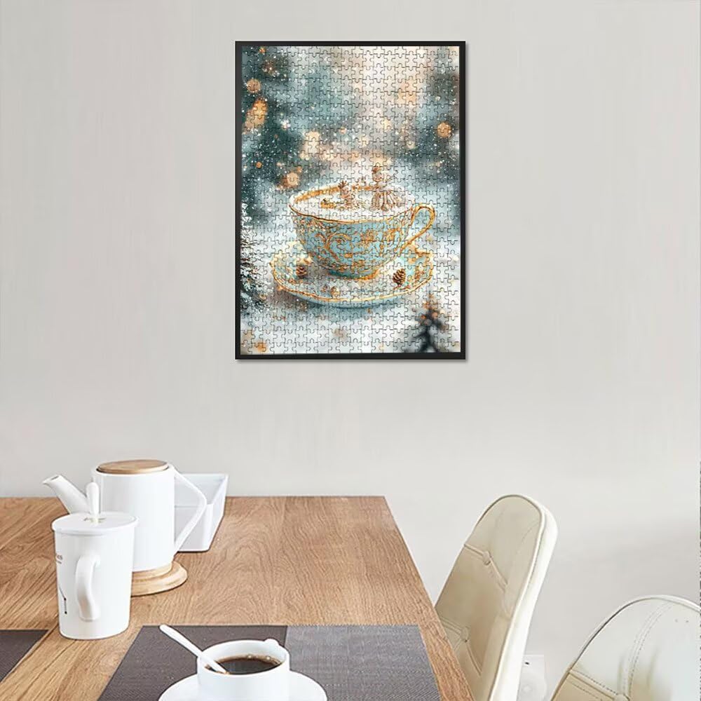 Puzzle 5000 elementów, puzzle dla dorosłych kubek do herbaty płatki śniegu artystyczne puzzle, gra puzzli, drewniane układanki, niemożliwe klasyczne układanki, do gry edukacyjnej wyzwanie zabawki