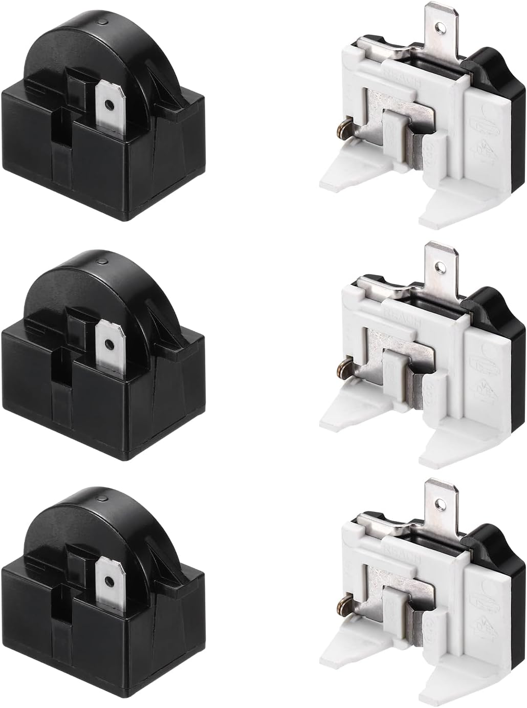 MECCANIXITY 3 Set PTC Refrigerator Starter Relay 4.7 Ohm 1 Pin and 1/2HP Freezer Overload Protector for Fridge Cooler Compressor