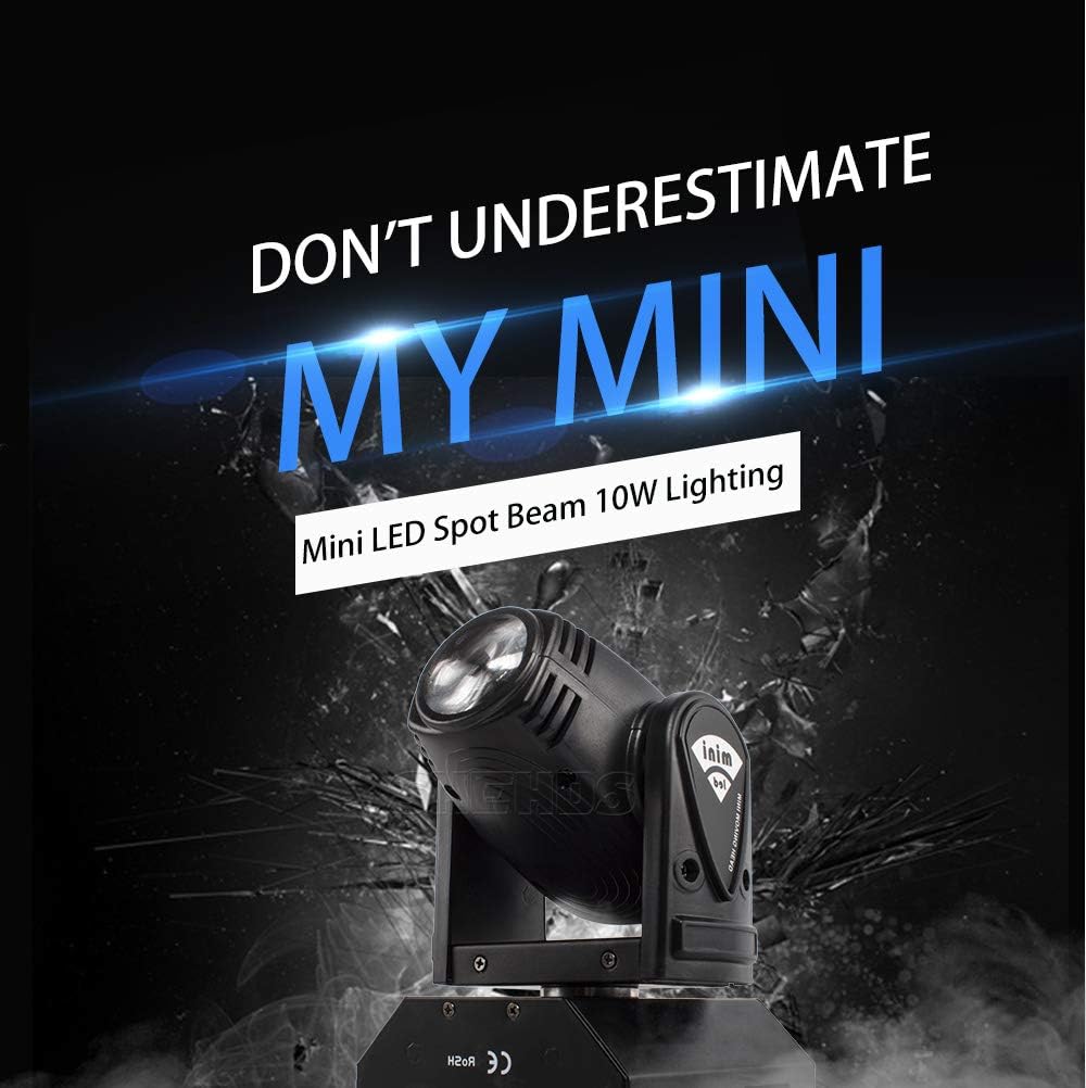 SHEHDS Moving Head Mini LED 10W RGBW 4in1 Beam Effect Stage Lights - Professional 11/13 DMX Channels Sound Activated DJ Lights for Disco Club Party Dance Wedding - 1 Pack
