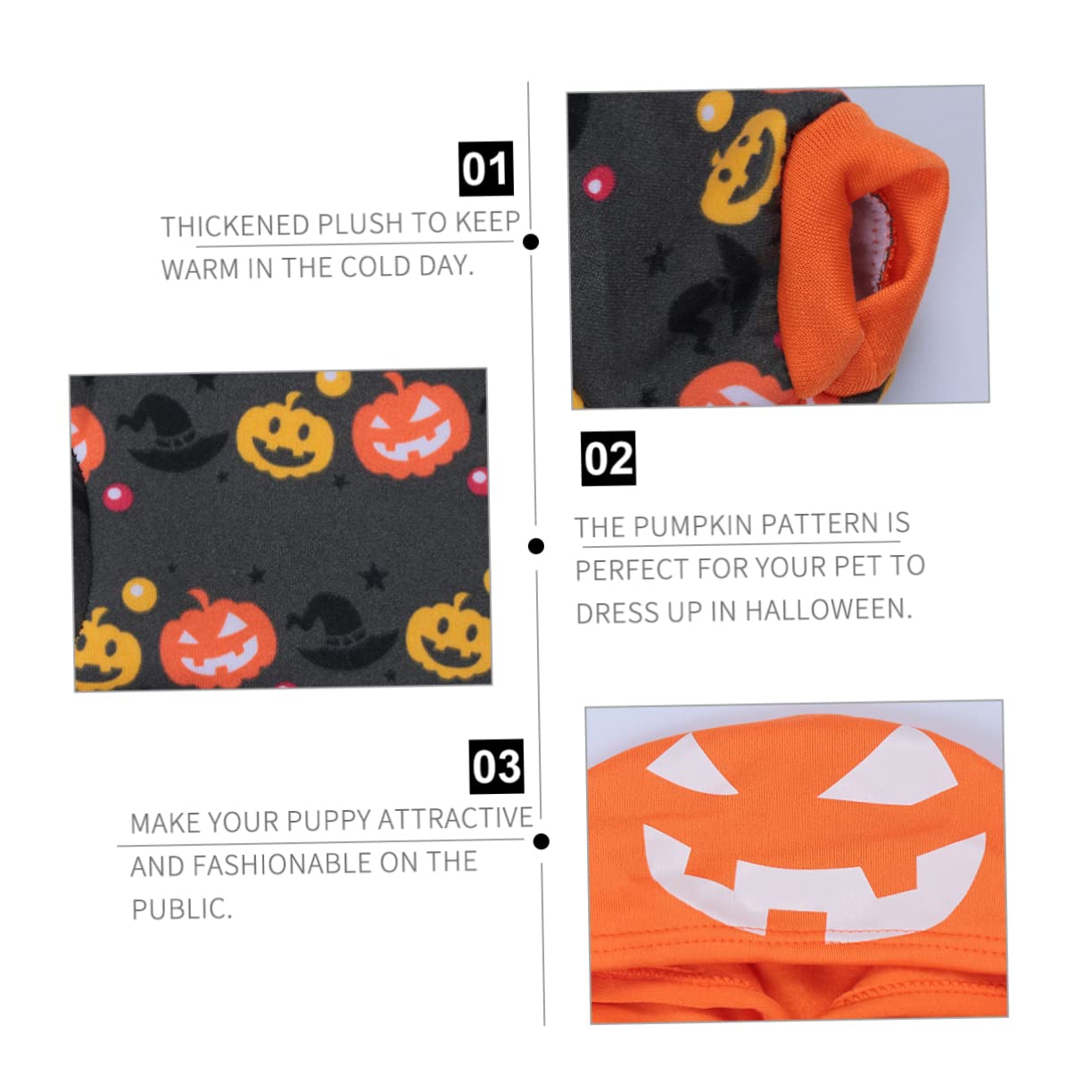 HMJGDHX 2 Pezzi Addensare Vestiti Caldi per Animali Domestici Costume da Zucca di Halloween per la Festa di Cosplay dell'animale Domestico del Cane