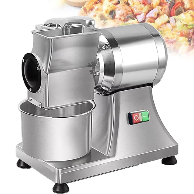 Electric Cheese Grater Stainless Steel Food Processor with Bucket for Grating Parmesan Cheese and Bread Crumbs Commercial Use