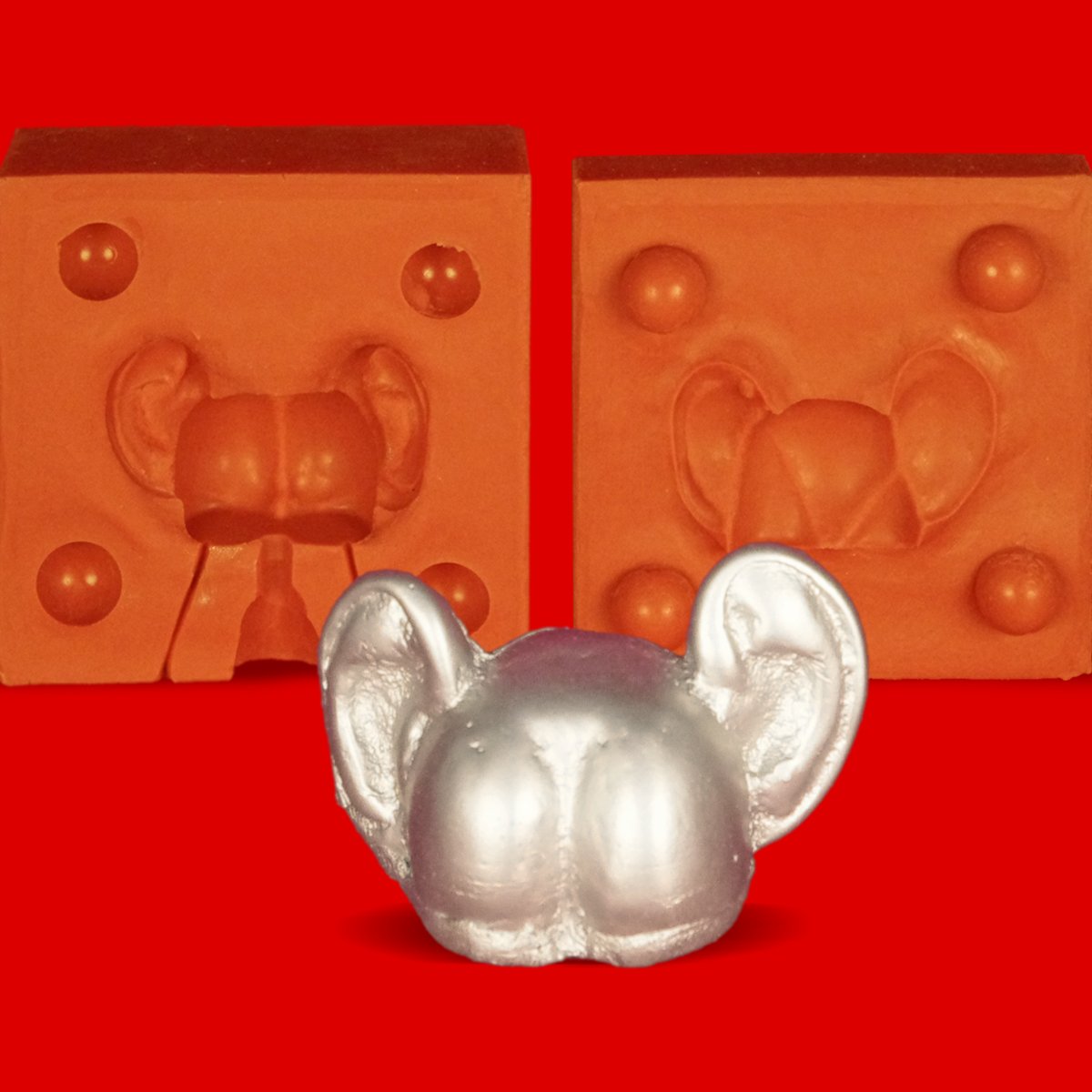 Moule de coulée étain fesses avec oreilles empreinte fonderie 50 g