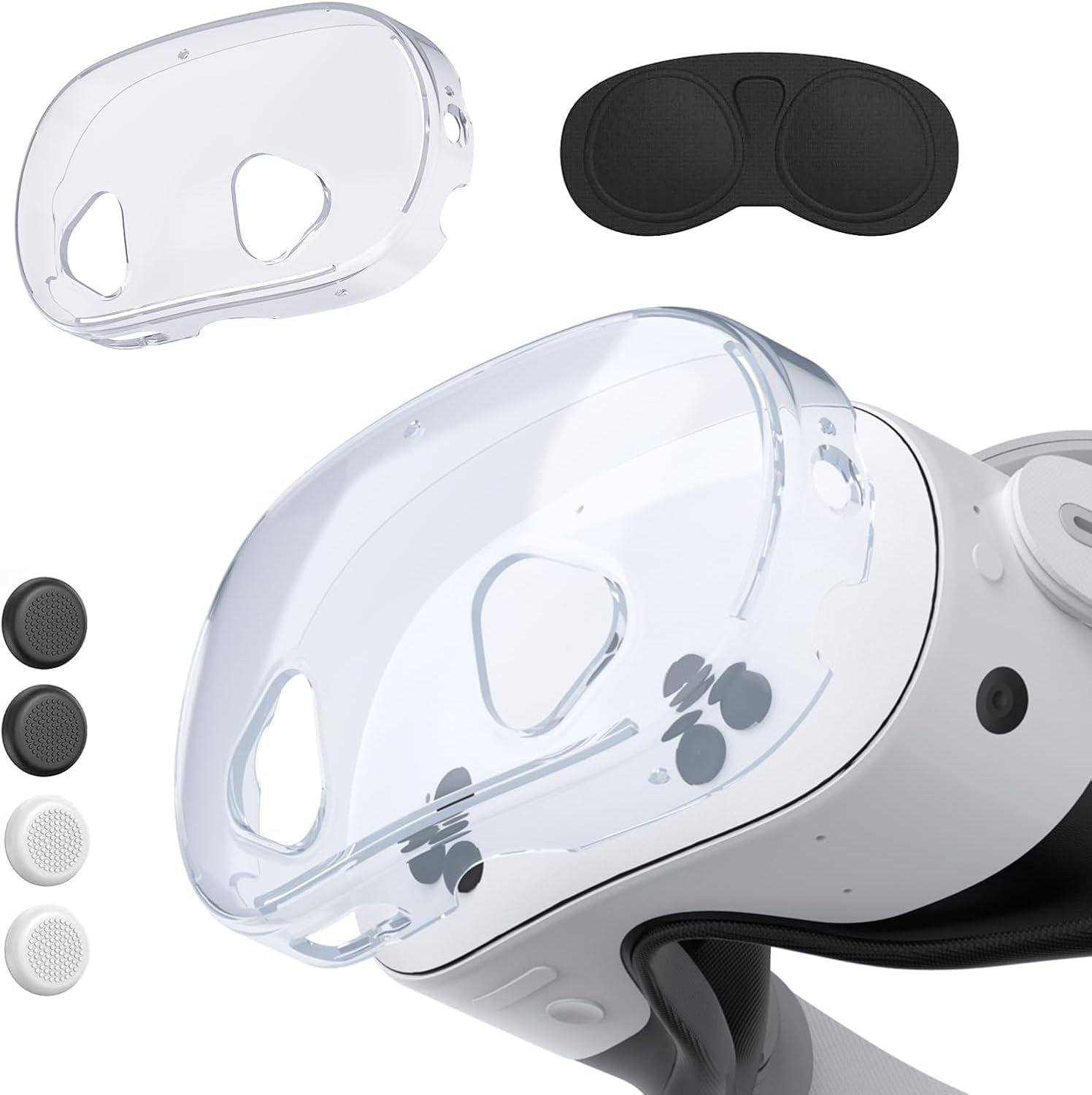 New World VR Accessories Protective Case for Meta Quest 3S, TPU Shell Cover Compatible with Oculus Quest 3S Included Transparent Shell Case, Lens Cover, Joystick Caps (VR Machine not Include)-image-34
