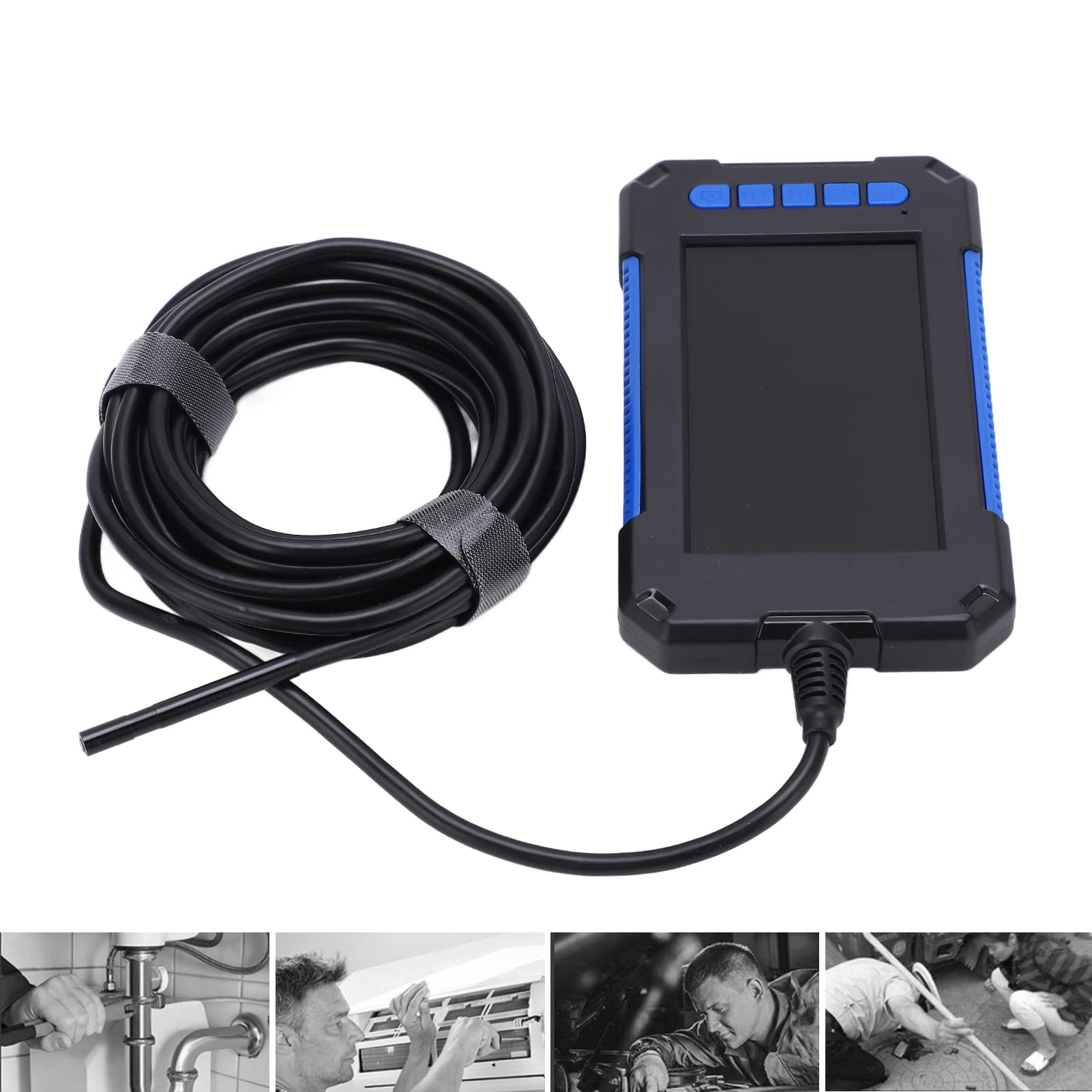 Telecamera di Ispezione Endoscopio HD P40 da 5,5 Mm con Schermo da 4,3 Pollici Impermeabile per Manutenzione Elettrica e di Drenaggio Blu (10m)