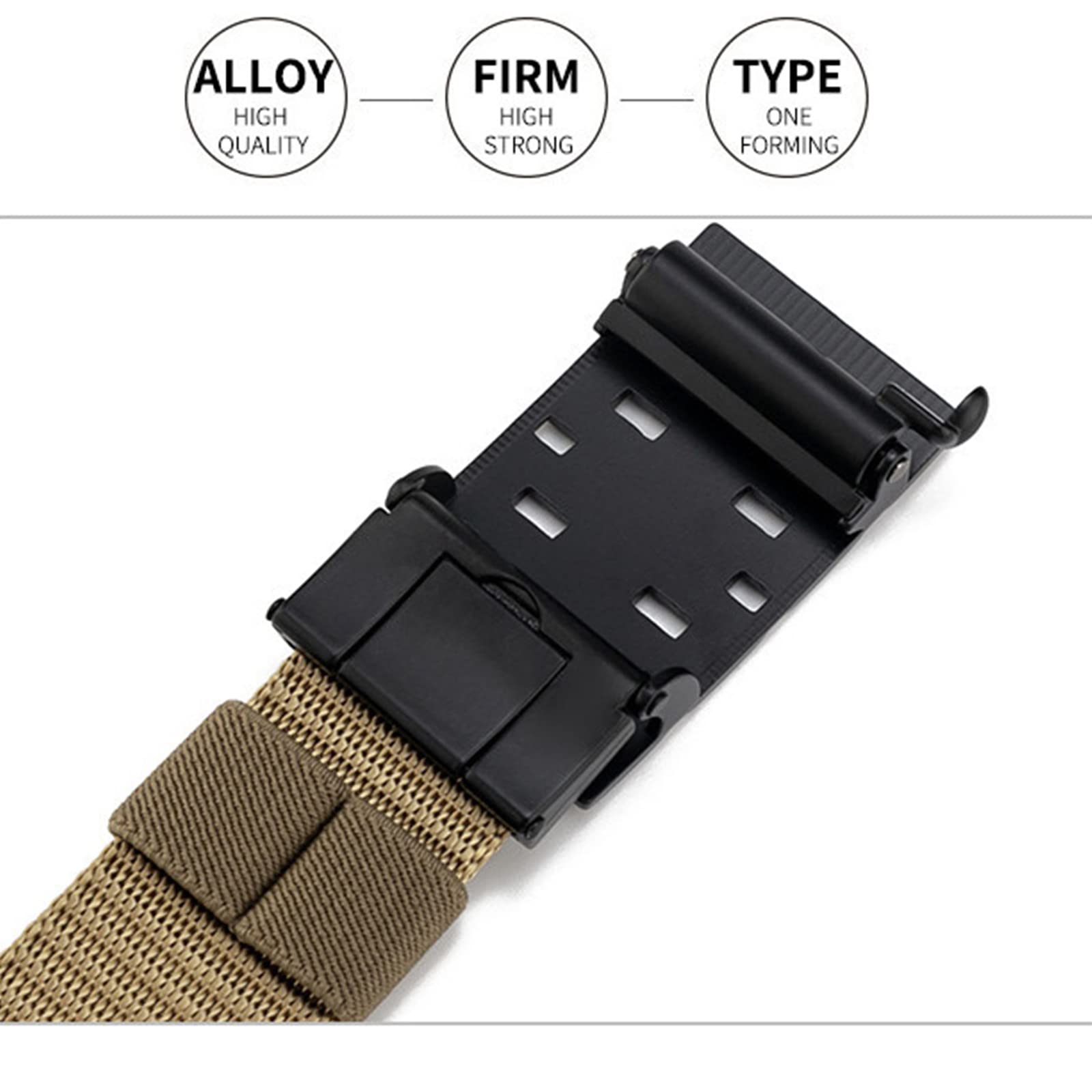 Cinturón transpirable para hombre, nailon para trabajo, 3,4 cm de ancho, talla grande, cinturón táctico de nailon con hebilla de aleación de golf, paquete de 2
